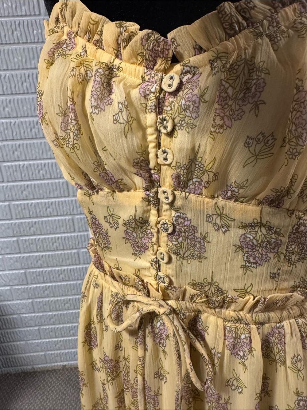 Patrons of Peace Yellow Floral Tiered Maxi Sundress - Picture 3 of 5